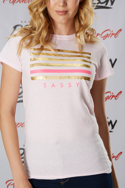 Stripes Sassy Foil Short Sleeve Tee