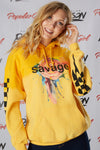 Savage Dripping Rose Checkered Sleeve Tie Dye Hoodie